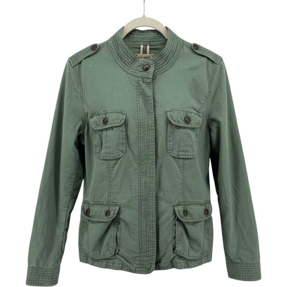 Old Navy Women's Green Utility Military Style Jacket Button Zip Pockets Gorpcore